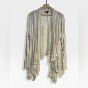 Fenn Wright Manson Cream Knit Lace Asymmetrical Cardigan 1X